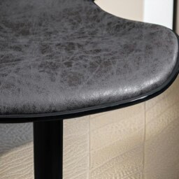 Rackhams Set Of 2 Height Adjustable 360 PU Leather Swivel Bar Stools Dark Grey - thumbnail 5