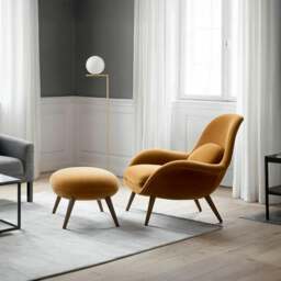 Rackhams Fredericia Swoon Armchair And Footstool, Velvet, Brown - Others (Velvet) - thumbnail 2