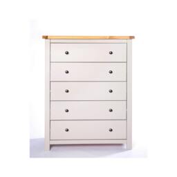 Rackhams Argenta 5 Drawer Chest of Drawers Brass Knob - Light Grey - thumbnail 2