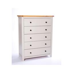 Rackhams Argenta 5 Drawer Chest of Drawers Brass Knob - Light Grey - thumbnail 1