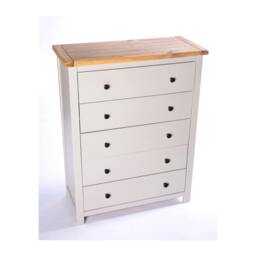 Rackhams Argenta 5 Drawer Chest of Drawers Brass Knob - Light Grey - thumbnail 3
