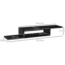 Rackhams Floating TV Unit, Wall Mounted TV Stand with Open Shelf and 2 Cable Holes, Entertainment Unit for Living Room, Black - Black - thumbnail 3