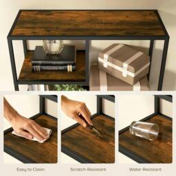 Rackhams Industrial Bookcase Shelf, 6 Tier Metal Shelving, Storage Shelves for Living Room, Home Office, Bedroom, Rustic Brown - thumbnail 6