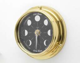 Rackhams Handmade Prestige Moon Phase Clock in Solid Brass With A Jet Black Dial - thumbnail 2