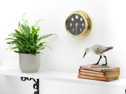 Rackhams Handmade Prestige Moon Phase Clock in Solid Brass With A Jet Black Dial - thumbnail 1