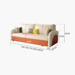 Rackhams Sibyl Two Seater Sofa Bed - Option 3 Beige + Greyish Blue - 120cm (with one drawer) - thumbnail 6