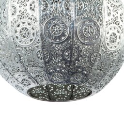 Rackhams Spherical Vintage Moroccan Pendant Lamp Shade in Shiny Silver Metal - thumbnail 5
