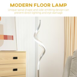 Rackhams Spiral Floor Lamp Living Room, 3 Adjustable Brightness, Silver - thumbnail 5