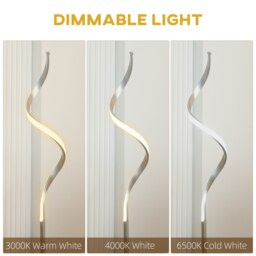 Rackhams Spiral Floor Lamp Living Room, 3 Adjustable Brightness, Silver - thumbnail 6