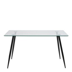 Rackhams Wilma Dining Table with Glass Top - Black - No - Black - thumbnail 2