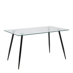 Rackhams Wilma Dining Table with Glass Top - Black - No - Black - thumbnail 1