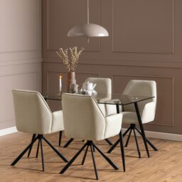 Rackhams Wilma Dining Table with Glass Top - Black - No - Black - thumbnail 3