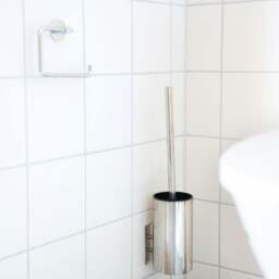 Rackhams Polished Stainless Steel Toilet Brush and Holder Self Adhesive Bathroom Wall Mounted - thumbnail 2