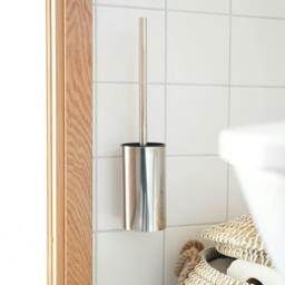 Rackhams Polished Stainless Steel Toilet Brush and Holder Self Adhesive Bathroom Wall Mounted - thumbnail 3