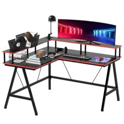 Rackhams L-Shape Gaming Corner Desk Computer Table w/ Monitor Shelf Workstation