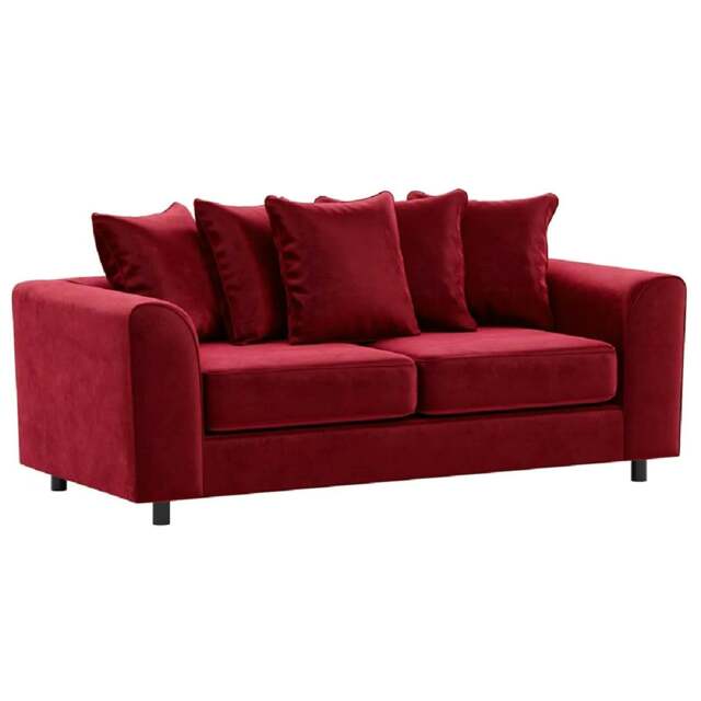 Rackhams Brooklyn Full Foam Plush Velvet 3 Seater - Red - image 1
