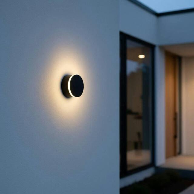 Rackhams 4 Watt Round Black Wall Outdoor Lamp - image 1