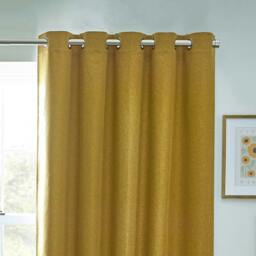 Rackhams Dawn Eyelet Curtains - Mustard - 54in x 90in - Mustard - 100% Polyester - thumbnail 3