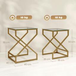 Rackhams Nest of Tables, Side Table Set of 2 with Transparent Top, Transparent - thumbnail 3