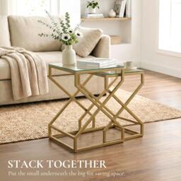 Rackhams Nest of Tables, Side Table Set of 2 with Transparent Top, Transparent - thumbnail 5