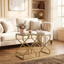 Rackhams Nest of Tables, Side Table Set of 2 with Transparent Top, Transparent - thumbnail 1