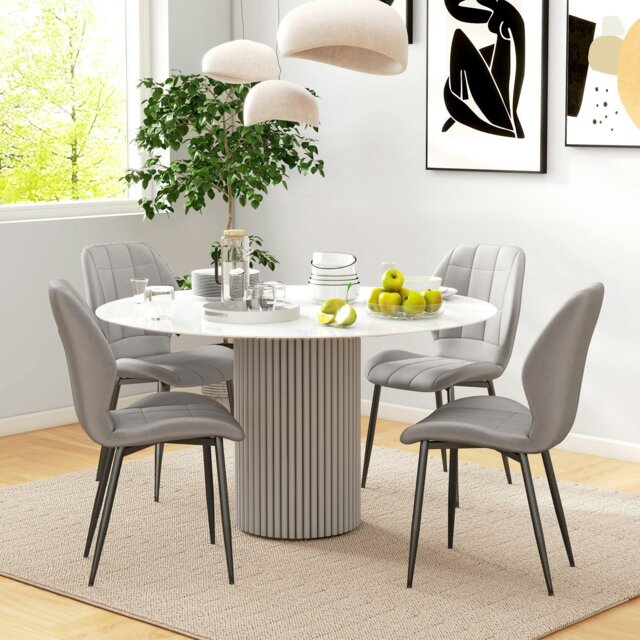 Rackhams Modern Style Kitchen Chairs Set of 4 with Flannel Upholstered, Dark Grey - Light Grey