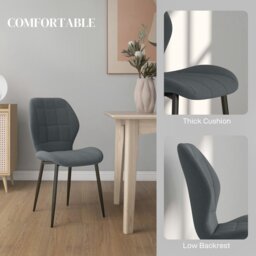 Rackhams Modern Style Kitchen Chairs Set of 4 with Flannel Upholstered, Dark Grey - Light Grey - thumbnail 5