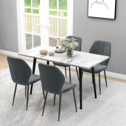 Rackhams Modern Style Kitchen Chairs Set of 4 with Flannel Upholstered, Dark Grey - Light Grey - thumbnail 4
