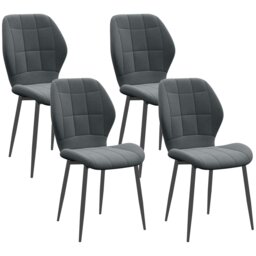 Rackhams Modern Style Kitchen Chairs Set of 4 with Flannel Upholstered, Dark Grey - Light Grey - thumbnail 3