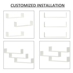 Rackhams Set of 3 Wooden Floating Shelves Wall Mount CD DVD Storage - thumbnail 4