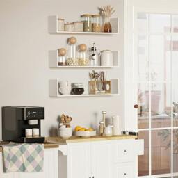 Rackhams Set of 3 Wooden Floating Shelves Wall Mount CD DVD Storage - thumbnail 1