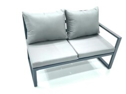 Rackhams 11 Seater Outdoor Aluminium Garden Furniture Set Corner Sofa 3 Footstools Rising Lifting Dining Table Sets Dark Grey - thumbnail 3