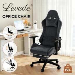 Rackhams Office Desk Chair Gaming Recliner Adjustable Height with Footrest Black - thumbnail 2