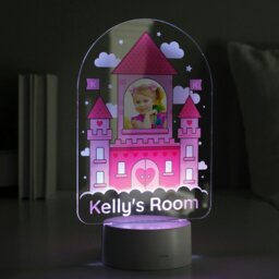 Rackhams Personalised Pink Castle Photo Upload LED Colour Changing Night Light - thumbnail 2