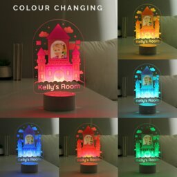 Rackhams Personalised Pink Castle Photo Upload LED Colour Changing Night Light - thumbnail 4