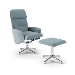 Rackhams Belding recliner and stool in grey pu - thumbnail 1