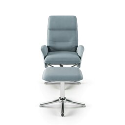 Rackhams Belding recliner and stool in grey pu - thumbnail 2