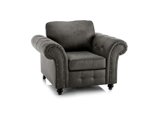 Rackhams Oakland Chesterfield Leather Armchair - Charcoal Grey - image 1