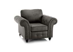 Rackhams Oakland Chesterfield Leather Armchair - Charcoal Grey - thumbnail 1