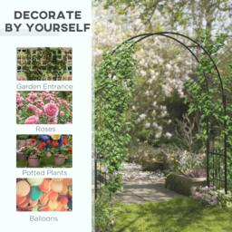 Rackhams 223cm Garden Arch Trellis, Outdoor Wedding Arbor for Roses, Vines - Metal - 157 x 40 x 223 cm - Black - thumbnail 4
