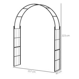Rackhams 223cm Garden Arch Trellis, Outdoor Wedding Arbor for Roses, Vines - Metal - 157 x 40 x 223 cm - Black - thumbnail 3