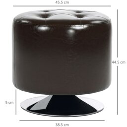 Rackhams Swivel Foot Stool PU Footstool with Thick Padding - Brown - PU, Sponge, Electroplating Steel - 45.5cm x 45.5cm x 44.5cm - thumbnail 4