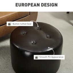 Rackhams Swivel Foot Stool PU Footstool with Thick Padding - Brown - PU, Sponge, Electroplating Steel - 45.5cm x 45.5cm x 44.5cm - thumbnail 6