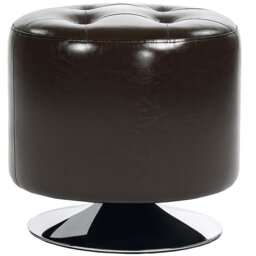 Rackhams Swivel Foot Stool PU Footstool with Thick Padding - Brown - PU, Sponge, Electroplating Steel - 45.5cm x 45.5cm x 44.5cm - thumbnail 3
