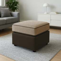 Rackhams Portland Mixed Fabric Footstool - Black and Grey - thumbnail 2