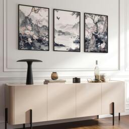 Rackhams Picture Walls Living Room - Set of 3 Chinoiserie Wall art Prints - A2 16.54 x 23.39 in / 42 x 59.4 cm - Satin Photo paper 280 gsm - Oak Frame - thumbnail 4