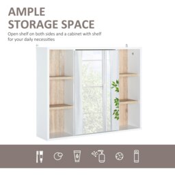 Rackhams Wall Mounted Bathroom Storage Cabinet w/ Mirrored Door, Adjustable Shelf - White - thumbnail 3