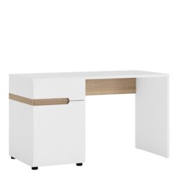 Rackhams Chelsea Desk/Dressing Table in White with Oak Trim - White & Truffle Oak - 60 - 75.6