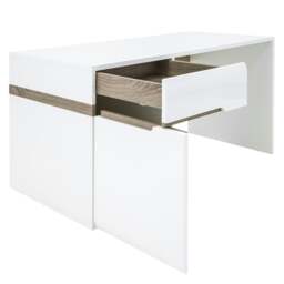 Rackhams Chelsea Desk/Dressing Table in White with Oak Trim - White & Truffle Oak - 60 - 75.6 - thumbnail 3