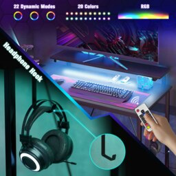 Rackhams L Shaped Desk with LED Lights Reversible Corner Gaming Desk with Storage - thumbnail 4